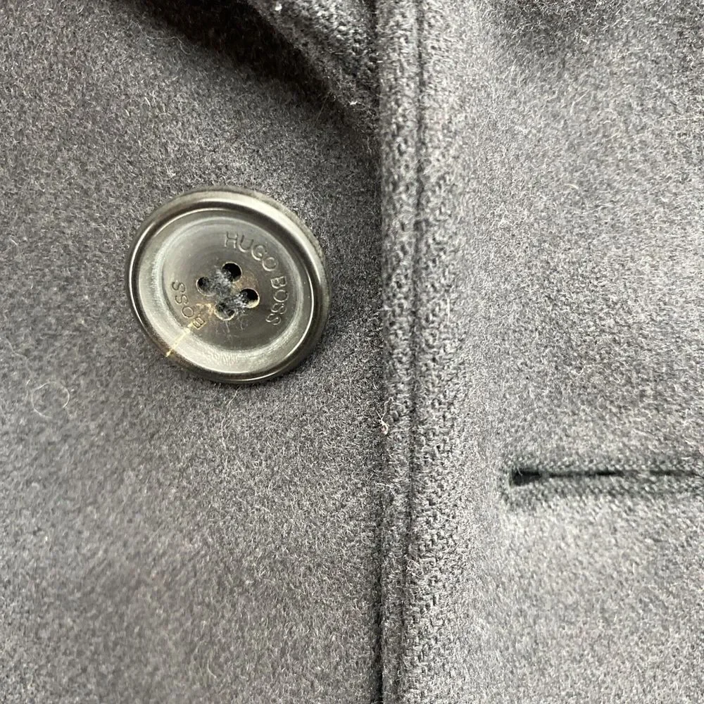 Hugo Boss Jacket Men's Size XL 44 Black Cashmere Wool Blend Button Blazer‎ Coat